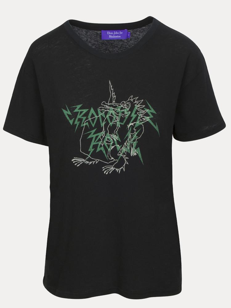 Black / Green Realisation Par Crocodile Rock Tee | US-283095MBW