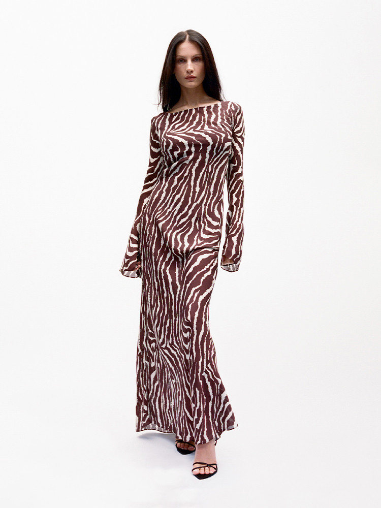 Dark Brown / White Realisation Par The Gia Dress | US-206538RPY