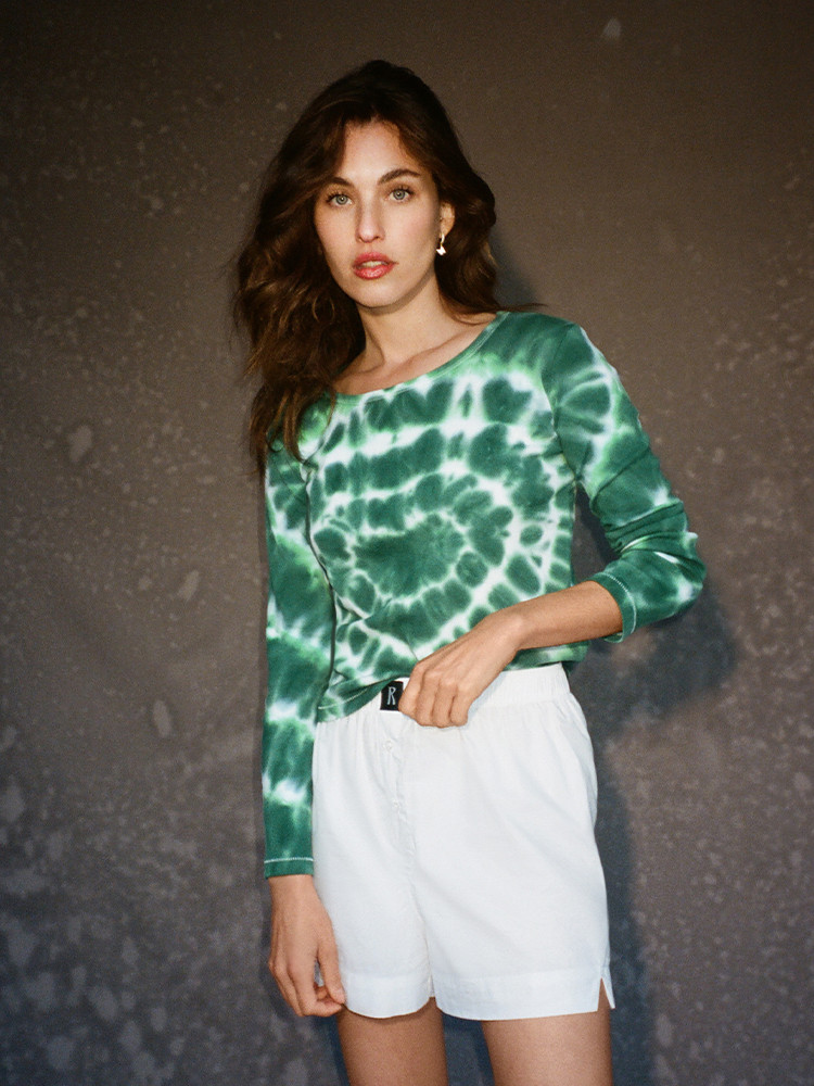 Green / White Realisation Par Heart Long Sleeve Tee | US-453108TBR