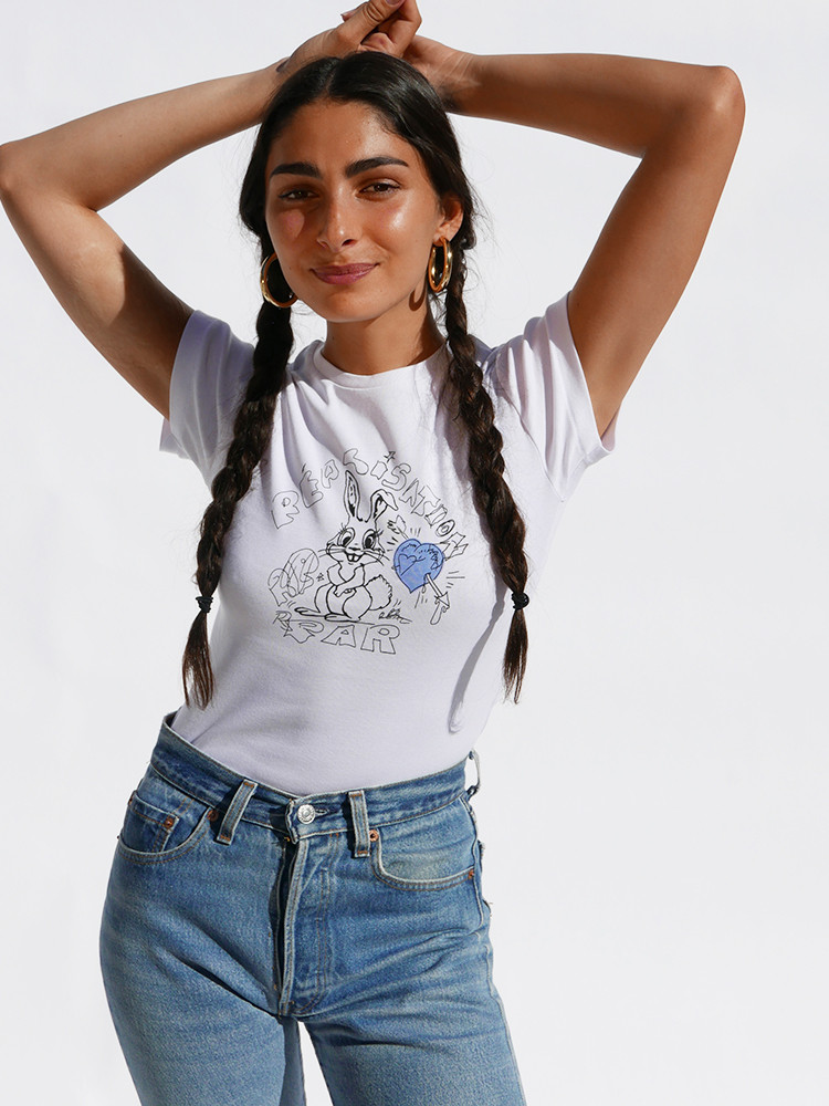 White / Blue Realisation Par Bunny Tee | US-912456OBP