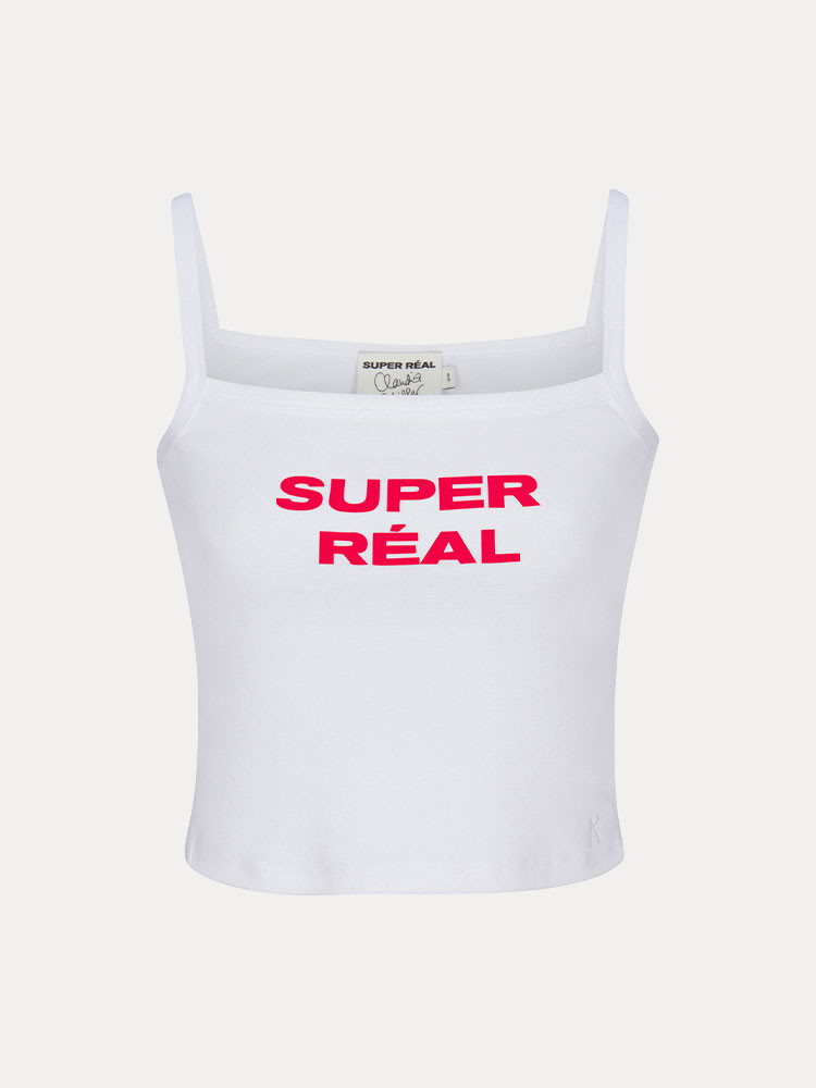 White / Pink Realisation Par Super Real Baby Tank | US-039247BEM