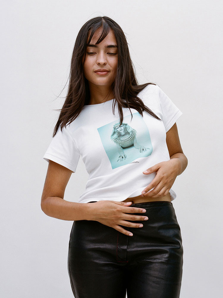 White / Turquoise Realisation Par Hunky Dory Baby Tee | US-951634KZW