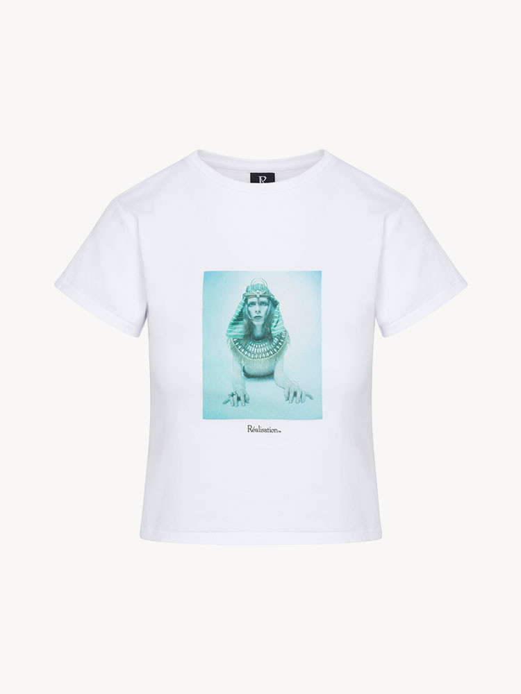 White / Turquoise Realisation Par Hunky Dory Baby Tee | US-951634KZW